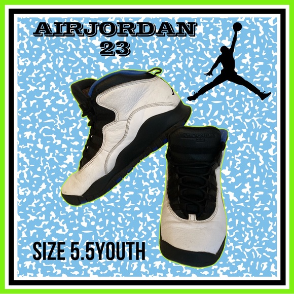 WHITE, BLACK & BLUE AIR JORDANS size 5.5 YOUTH - Picture 1 of 9